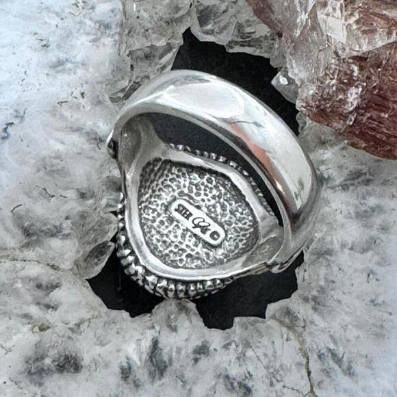 Carolyn Pollack Sterling Silver Oval Sodalite Double Eagle Unisex Ring Size 11 - Picture 7 of 10